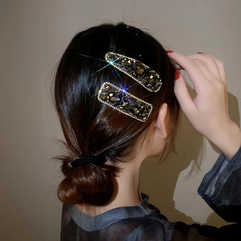 高端小香风夹子头饰2024新款侧边发夹女刘海钻后脑勺碎发bb夹轻奢