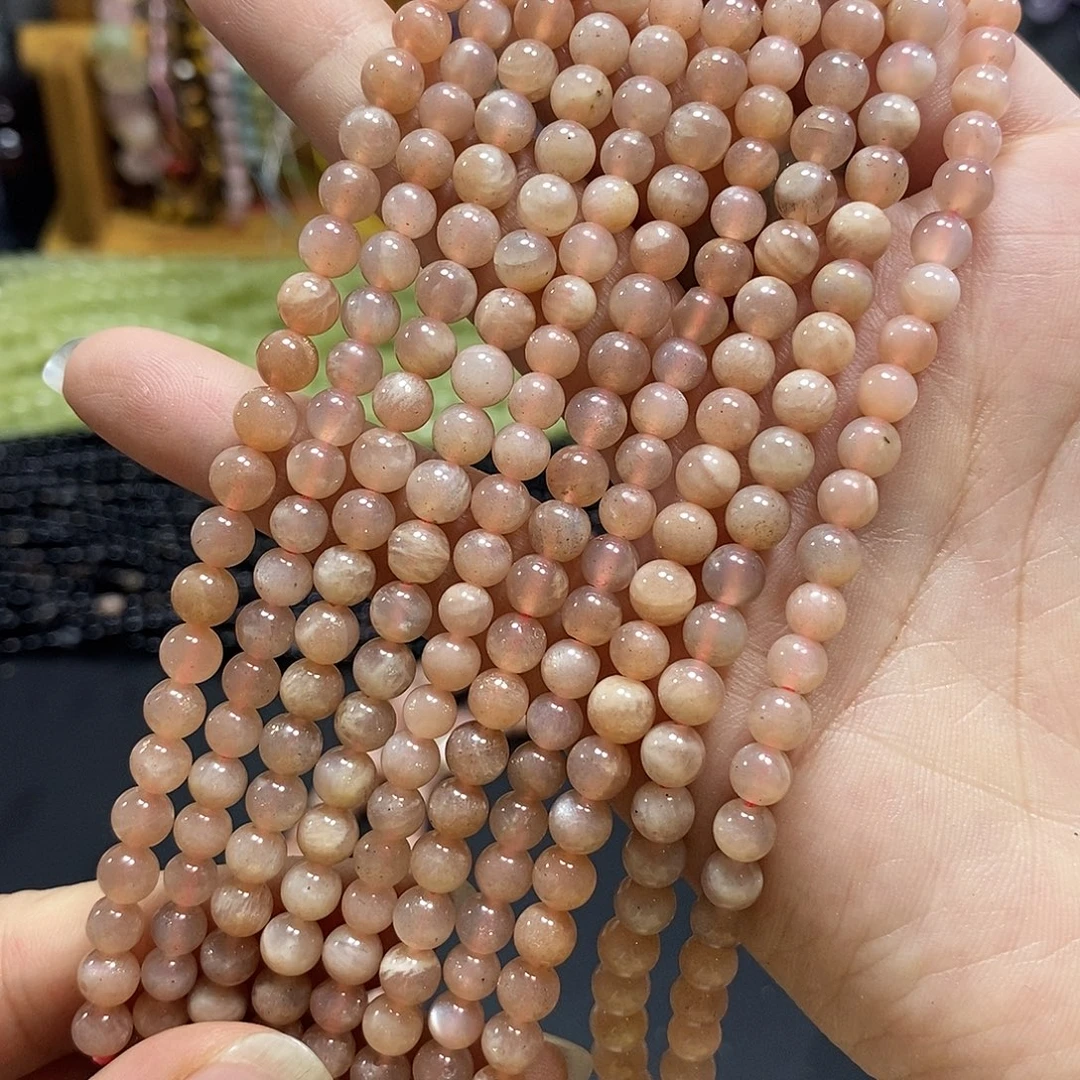 玛瑙/玉髓未镶嵌珠宝半成品橙月光一条卡6mm
