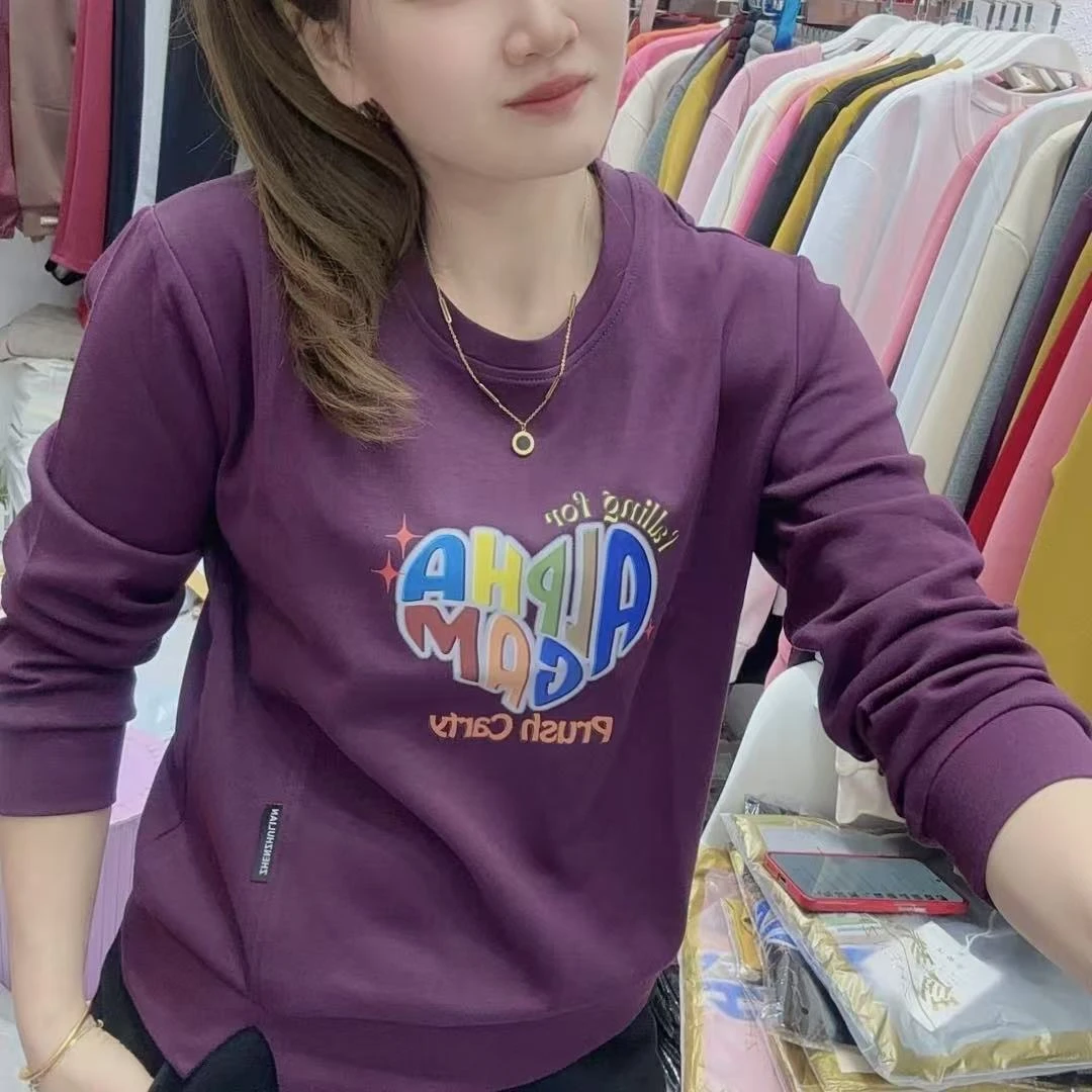 《丽丽家》网红圆领无帽气质卫衣秋冬个性爱心字母时尚印花