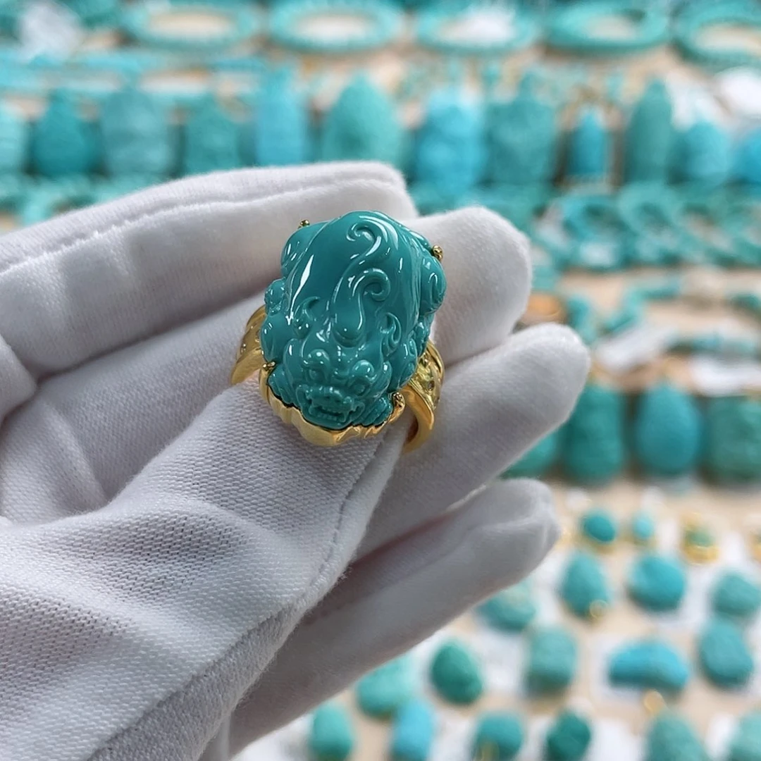 绿松石珠宝奇石18K金镶嵌喜****)