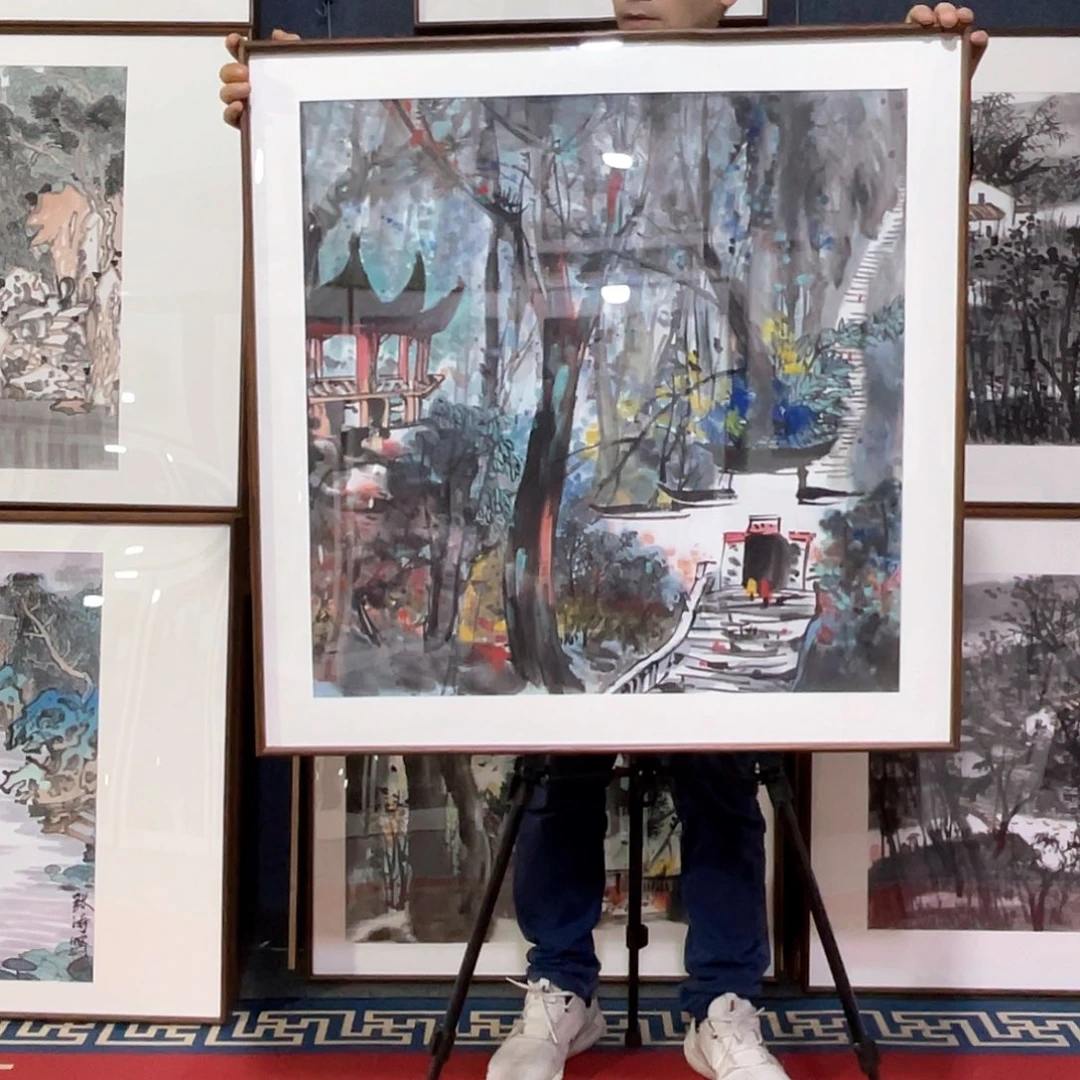 国画手绘画作品带框80/80