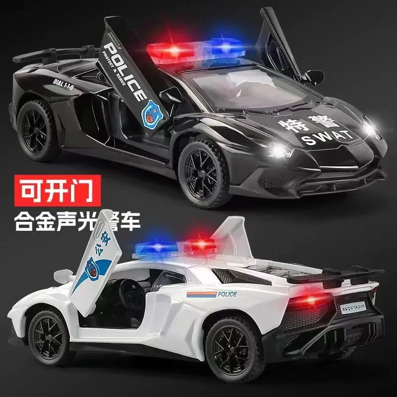 【直播间专属】1：32兰博基尼警车特警车合金双开门声光