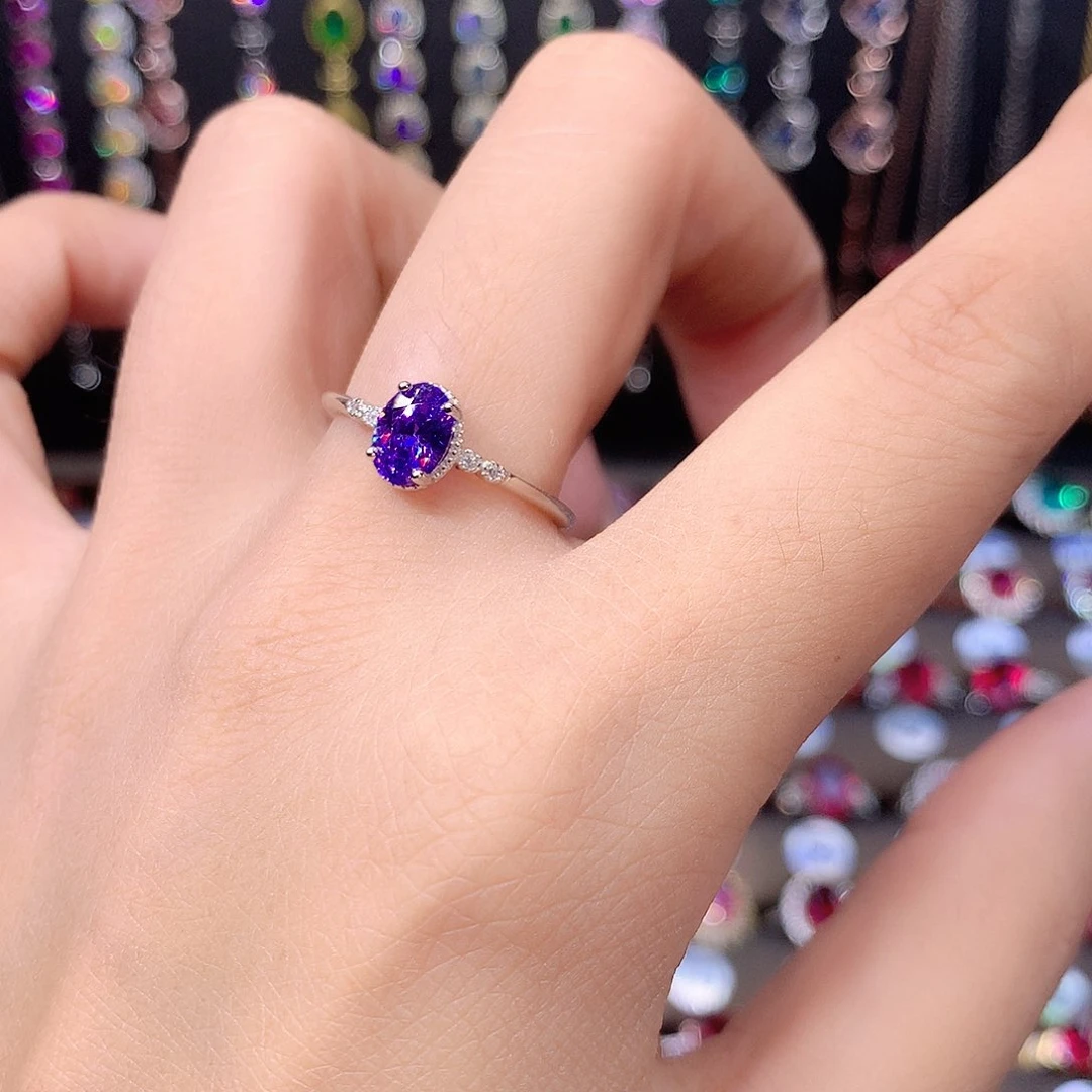 水晶戒指银S925镶嵌白57