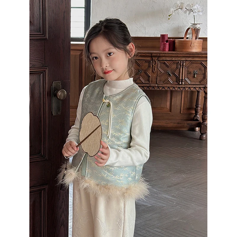 麦麦秋【现货-倚清幽】国风旗袍女拜年服过年马甲小袄秋冬DA241648