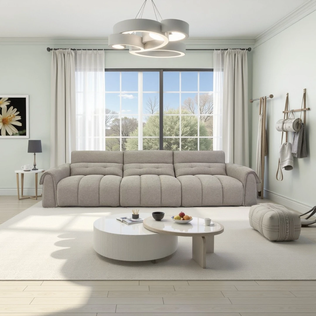 轻奢科技布沙发客厅家用客厅意式极简免洗布艺沙发一字型双人沙发