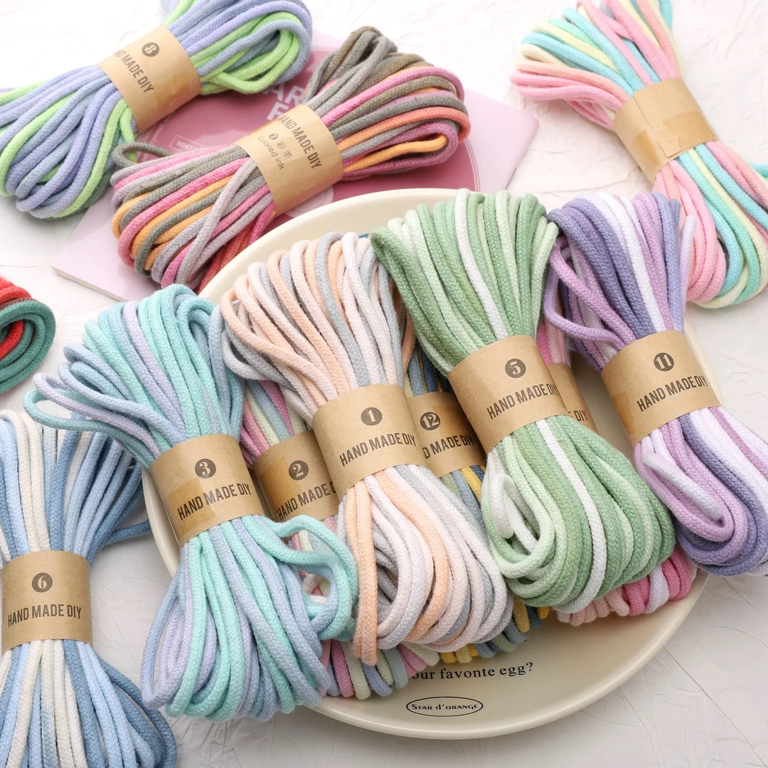 4mm彩色棉线段染渐变编织绳diy手工制作手链手机挂绳饰品配件材料