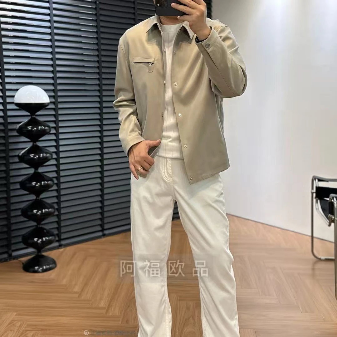 【阿福欧品】男士净奢老钱设计师款翻领定织秋冬外套秋季休闲潮流