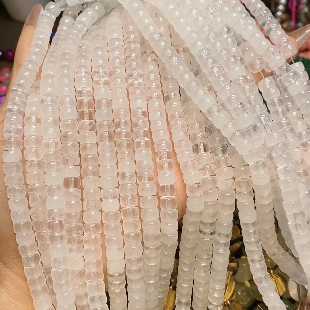 玛瑙/玉髓散珠天然白水晶剁珠7mm一条