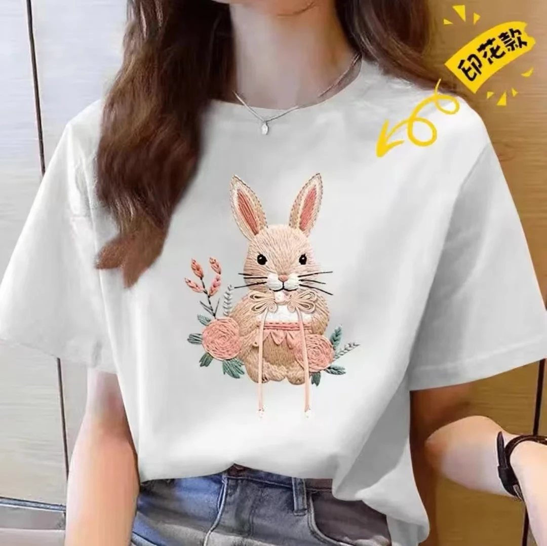 【100%纯棉】上新女款时尚休闲百搭潮流短袖t恤春夏圆领显瘦半袖