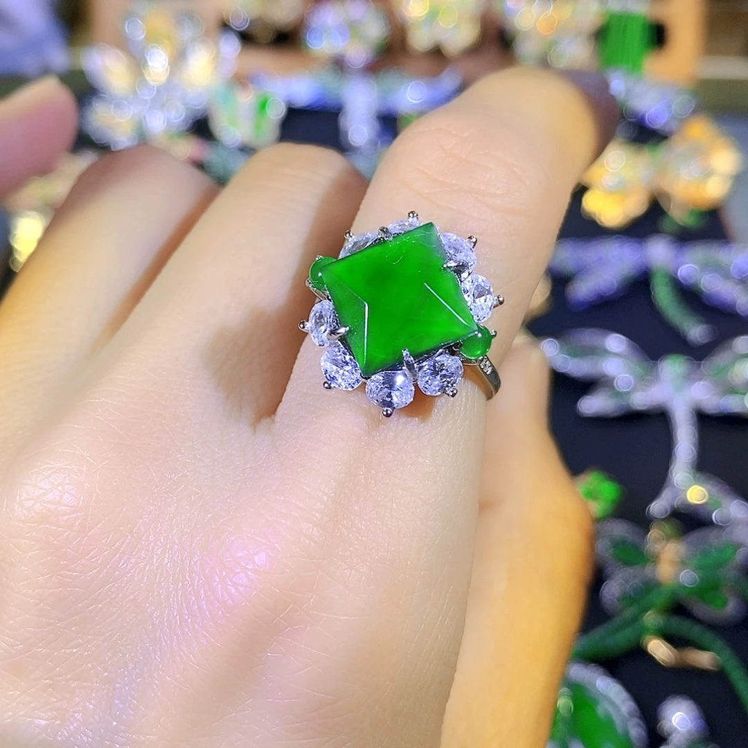 吊坠(不含链)银S925镶嵌翡翠