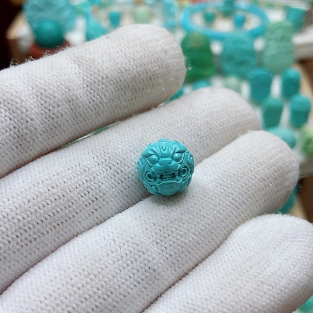 绿松石未镶嵌貔貅珠11mm