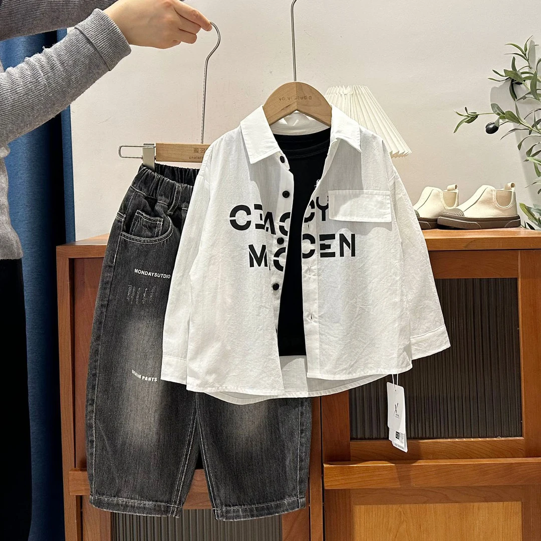 儿童春季设计款字母衬衫2057