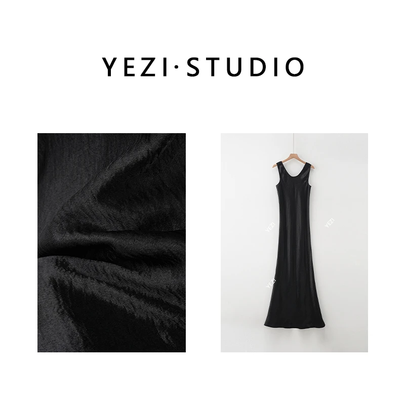 叶子定制-【沪韵流光】45度斜裁圆领流光缎面背心裙25134003-1/19