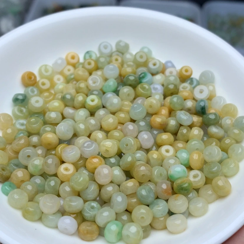 【闪购商品】翡翠手链未镶嵌卡3*5冰黄算盘100颗