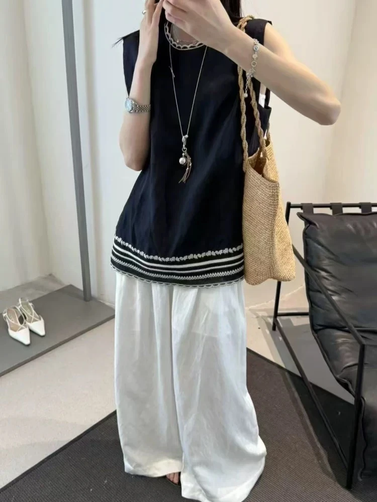 （媛媛严选）自留款洋气百搭减龄时尚无袖上衣-977