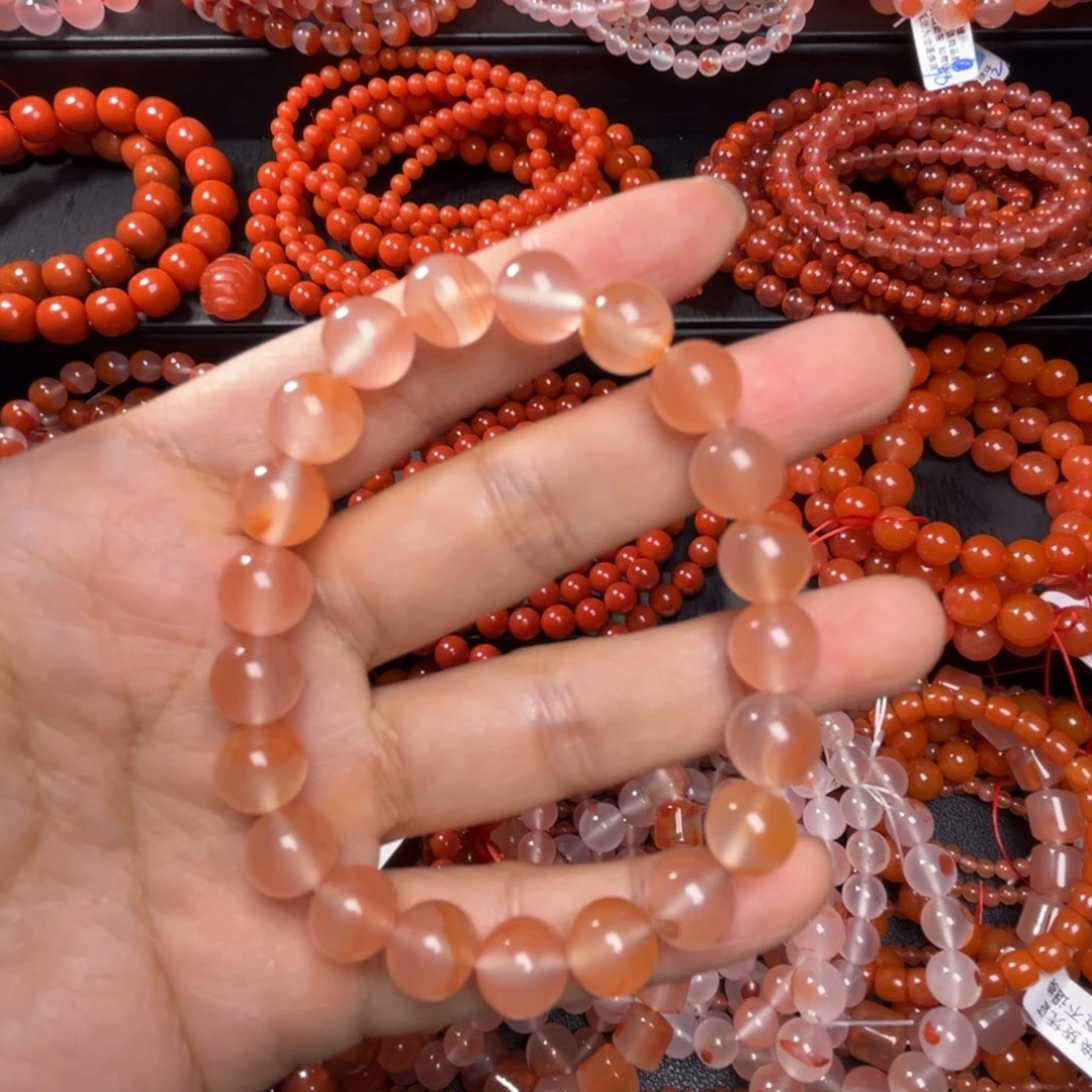 南红玛瑙未镶嵌手链9mm冰飘手串