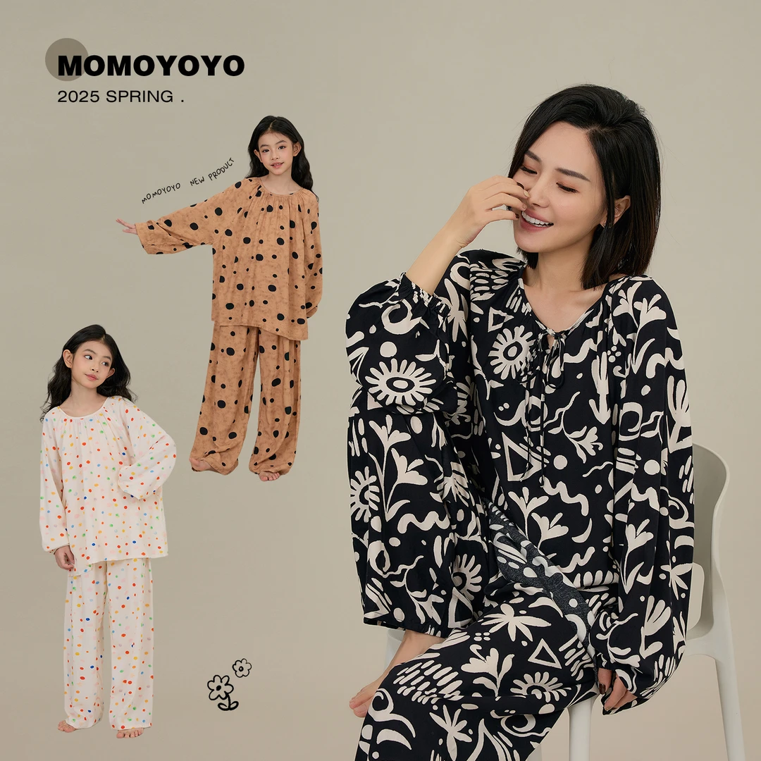 辰辰妈【元气满满】满印亲子睡衣睡裤套装人棉印花居家套装7631D