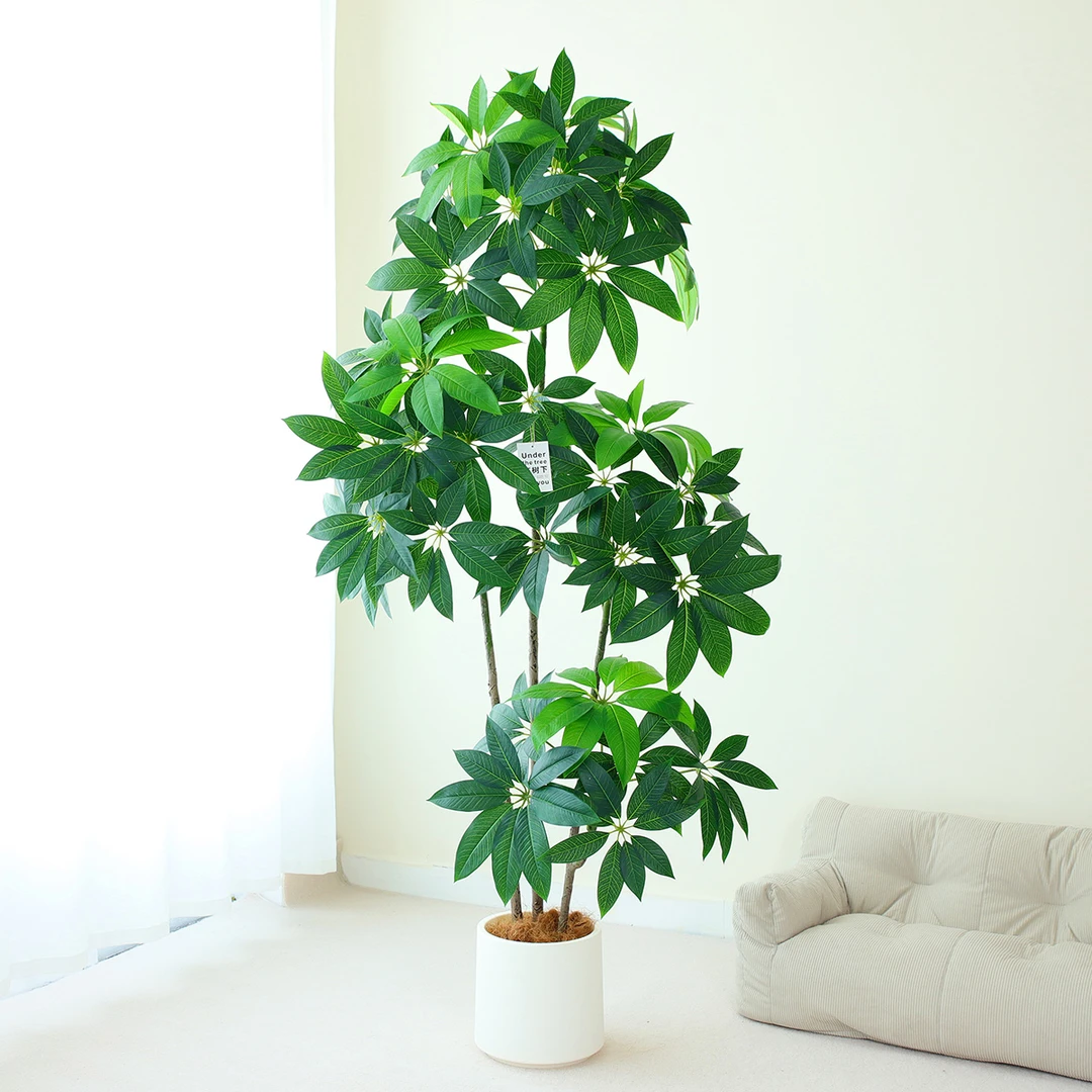 高端轻奢大叶伞仿真绿植发财树客厅植物假树诧寂风盆栽装饰摆件