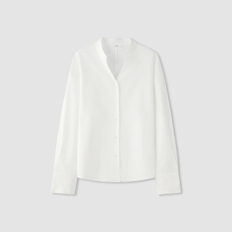 【冬姐自主品牌】VOR 100%棉简约修身纯色衬衫 V25300093