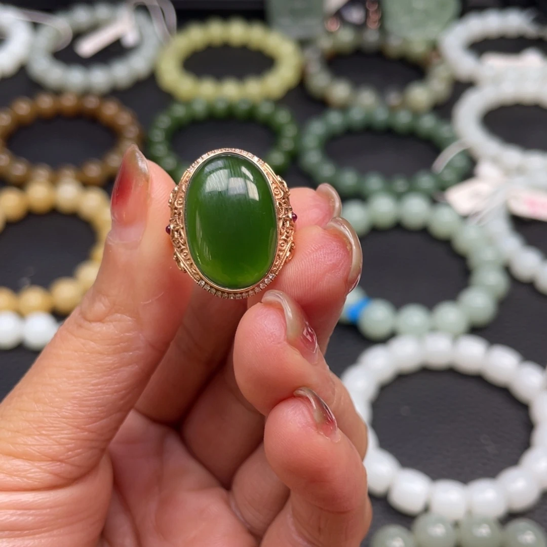 和田玉18K金镶嵌手链