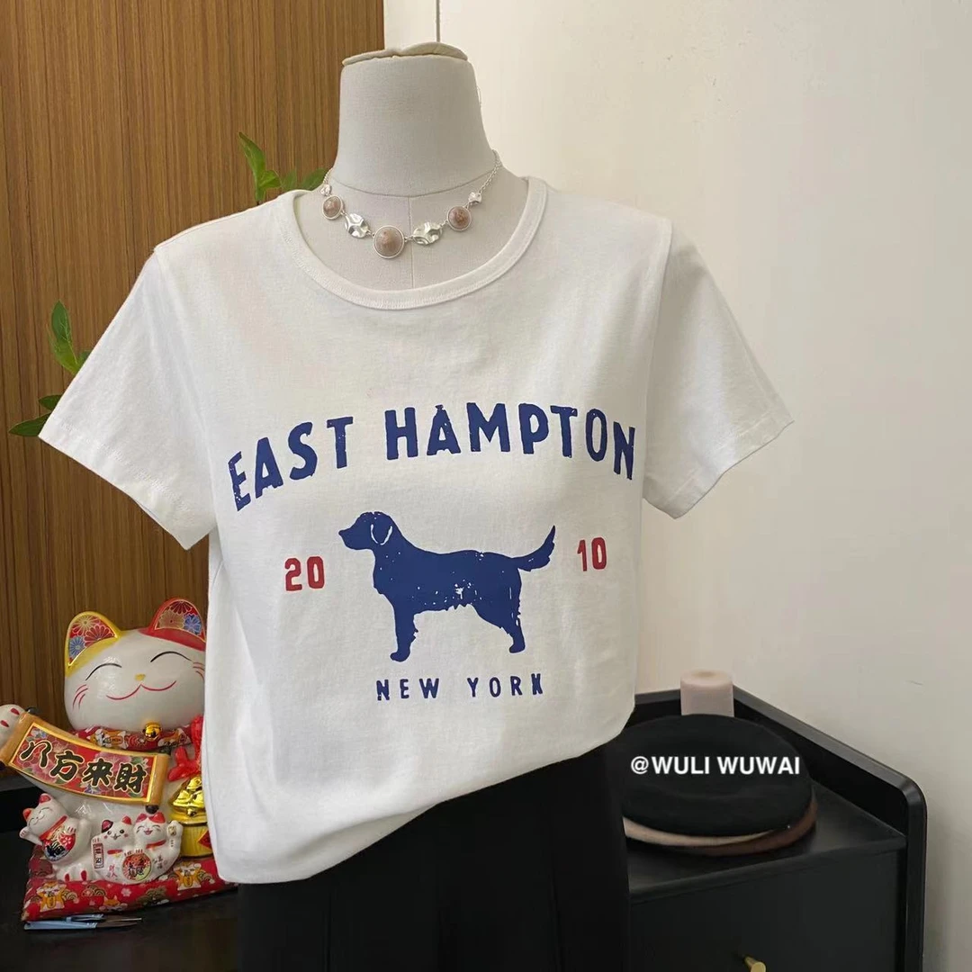 鑫燃KIKI 时尚小众字母小狗图案打底衫 81056 WU (F)