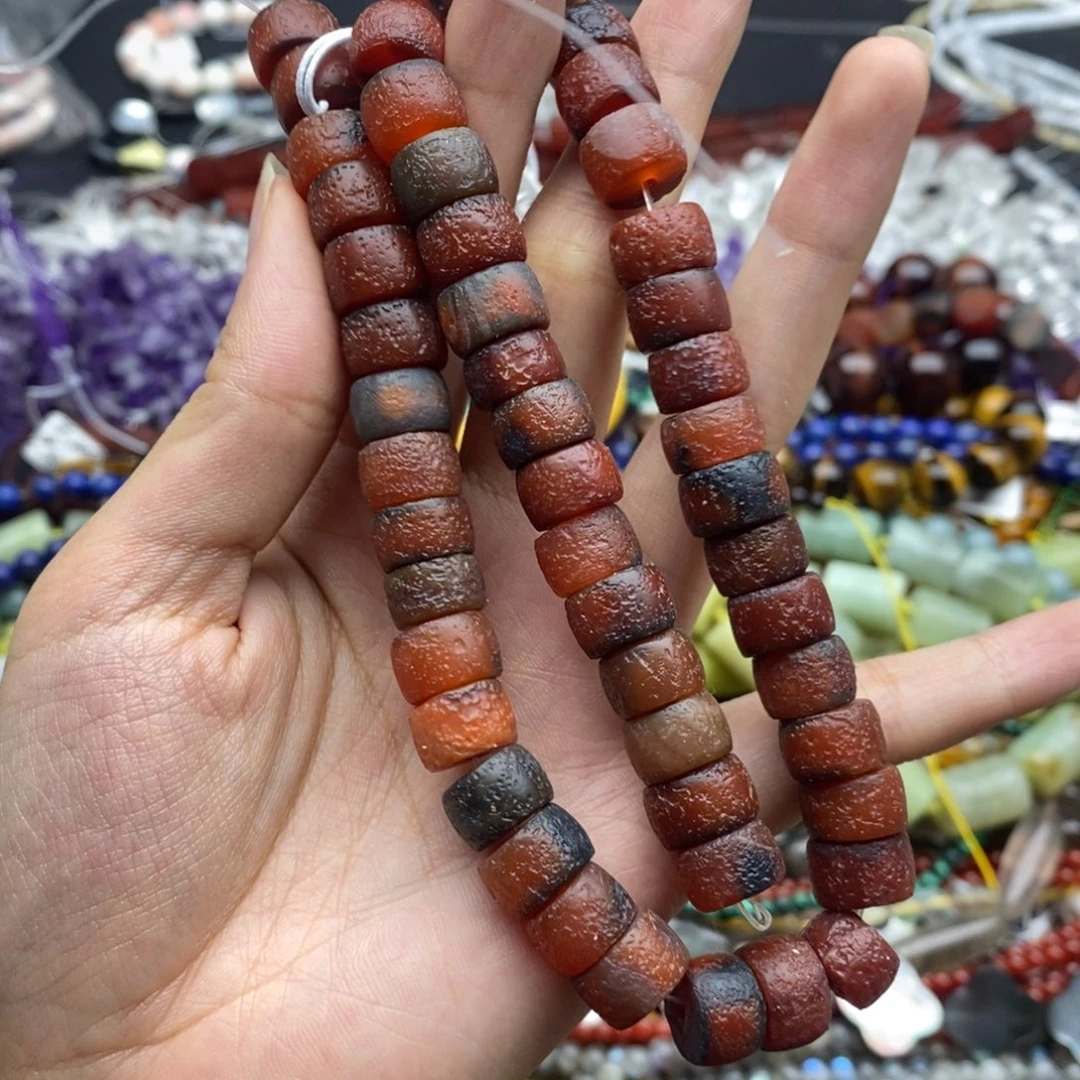玛瑙/玉髓未镶嵌珠宝半成品一条纯天然橘皮玛瑙直切隔片7×10mm