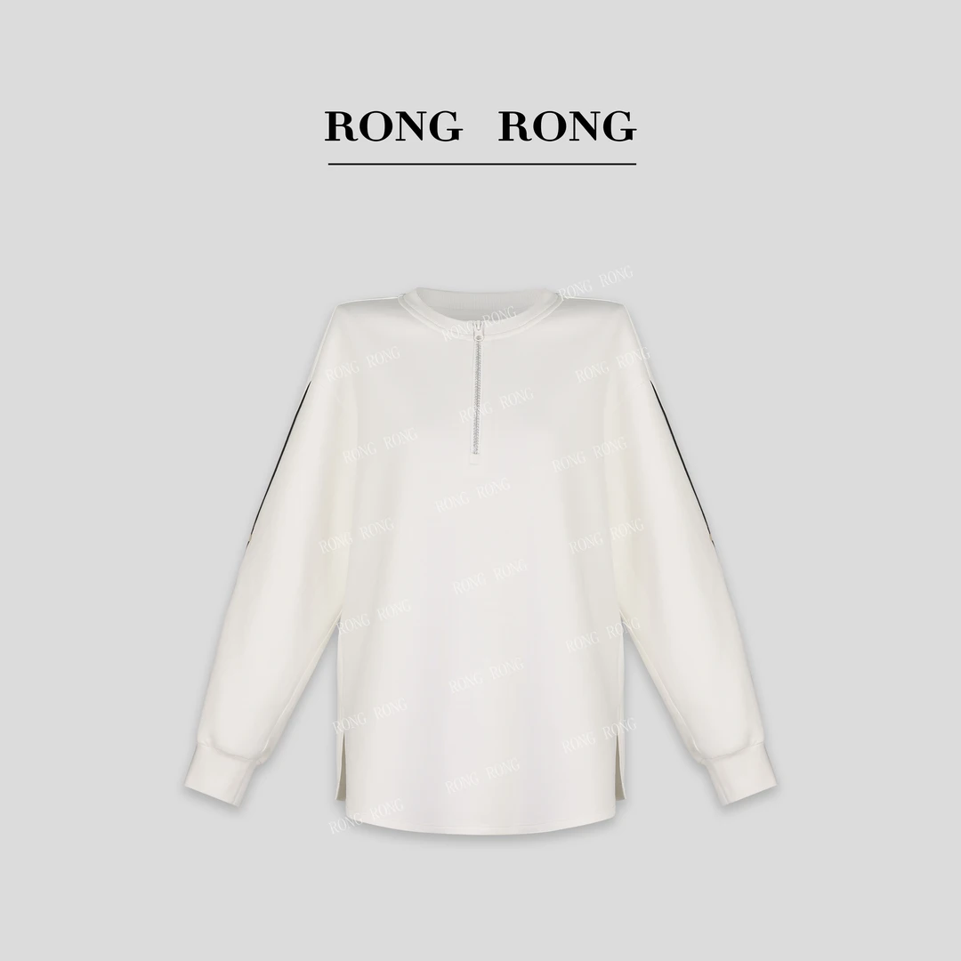 溶溶【星钻篇章】RONGRONG 定制带钻拉链立体打褶撞色卫衣C-S210711