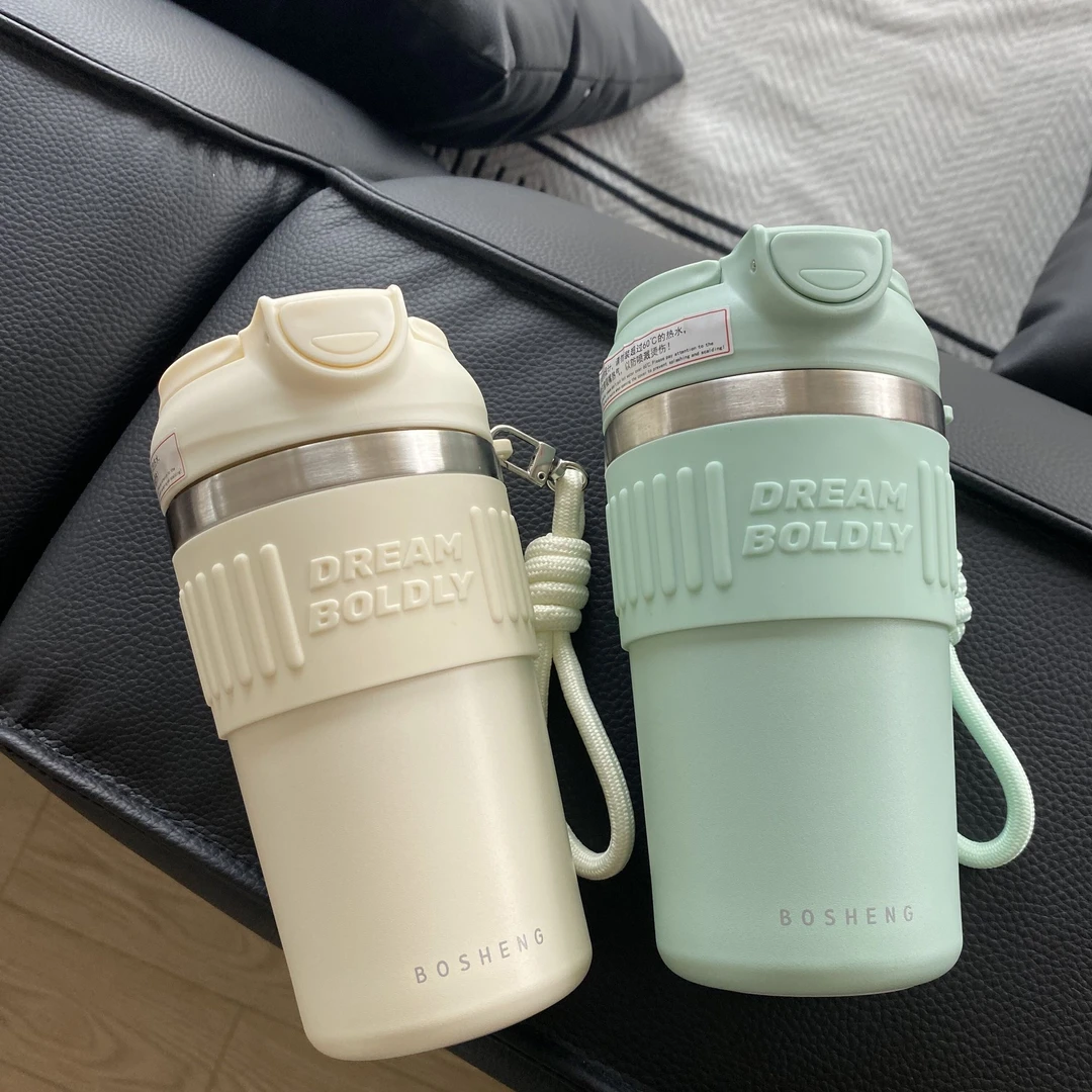 便携保温杯欧式水杯保冷杯森系学生保温杯吸管杯简约咖啡杯