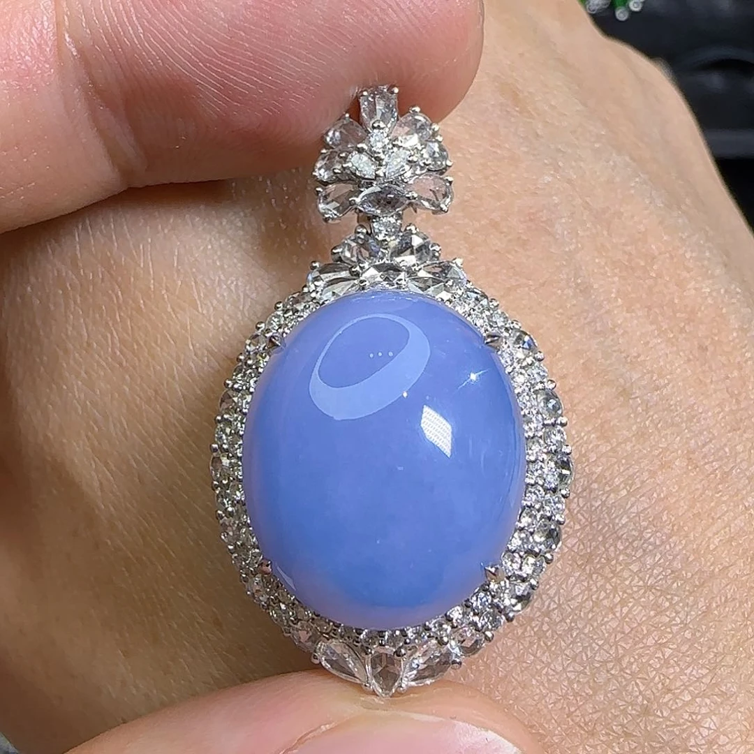 颈饰18K金镶嵌翡翠天然翡翠