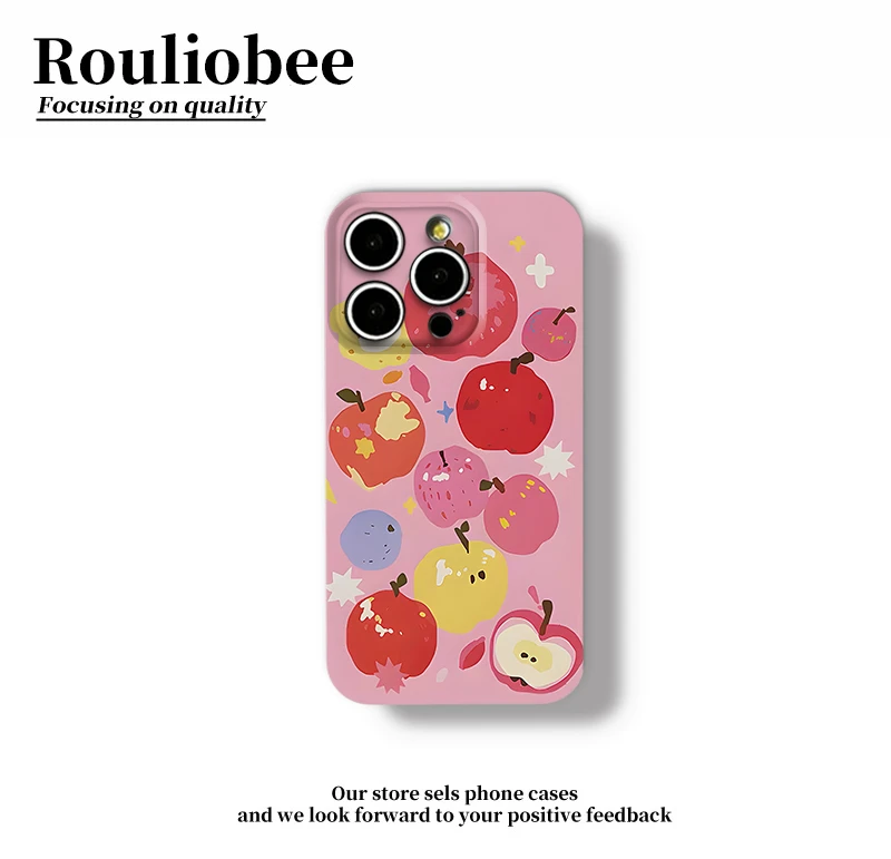 粉色苹果元素适用苹果17promax手机壳iPhone16华为vivo小米oppo套