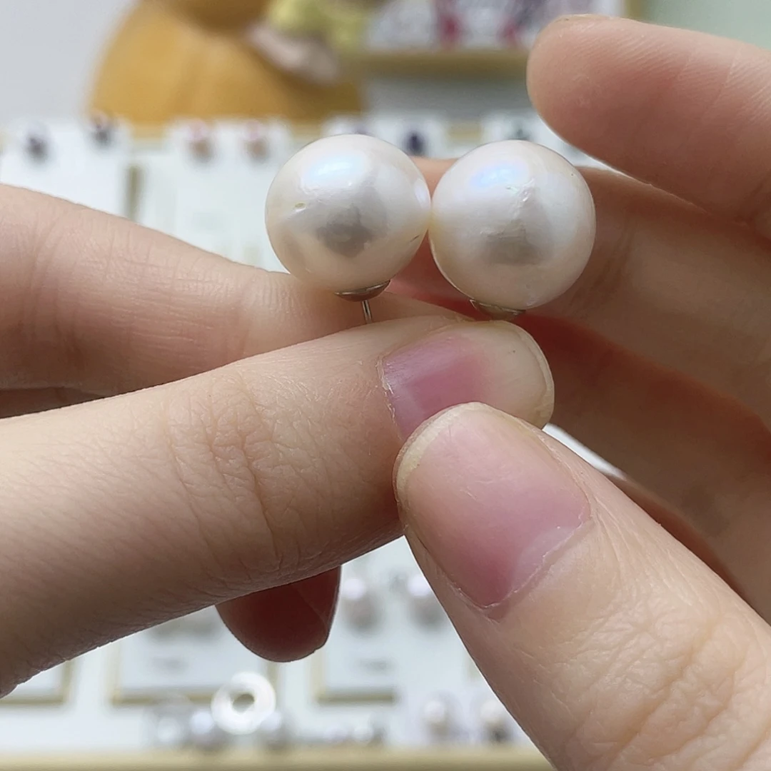 银S925镶嵌淡水珍珠耳饰