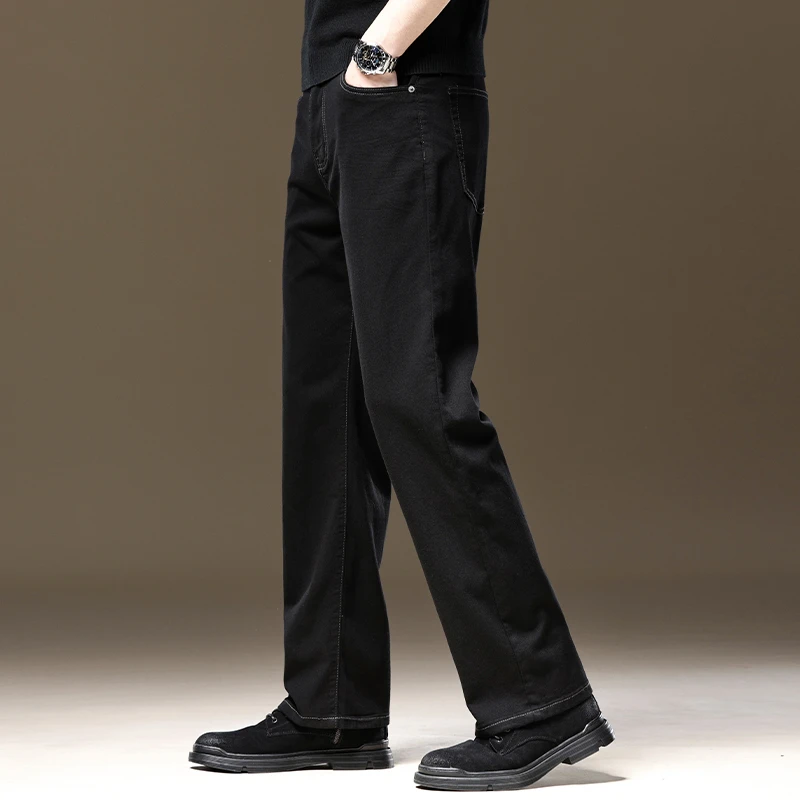 黑色牛仔裤男2025新款宽松直筒美式潮牌水洗夏季薄款休闲阔腿长裤