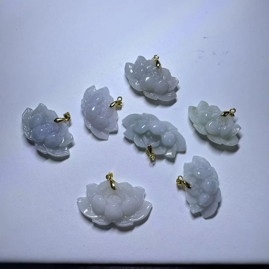 天然A货翡翠莲花吊坠-c005-多样性发一