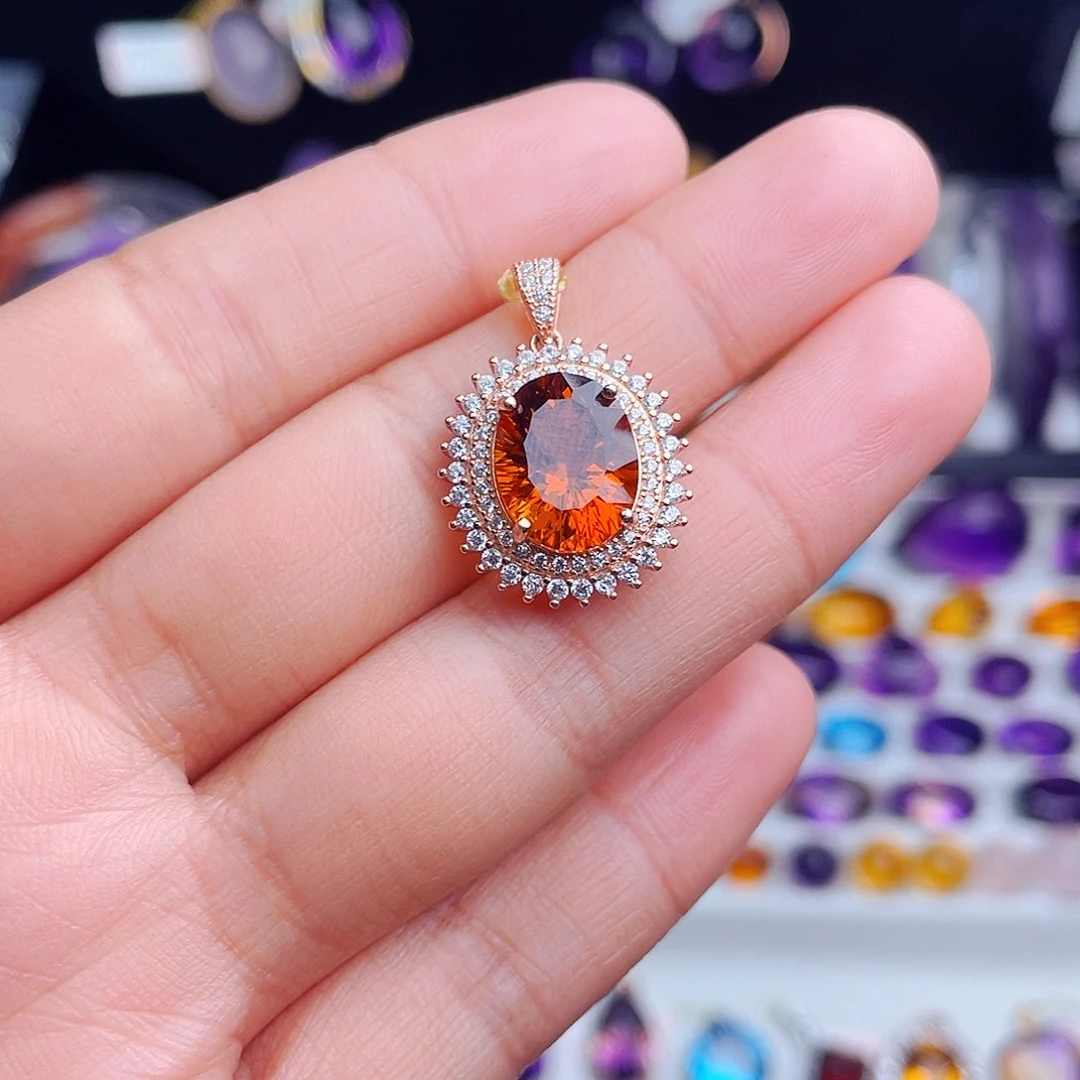 颈饰银S925镶嵌黄晶天然保真