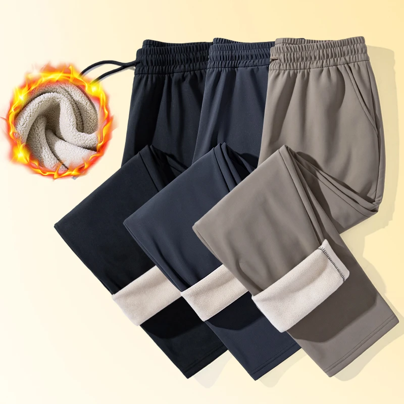 【防风+抗皱】加绒防风裤外穿弹力休闲保暖裤男女同款登山裤大码