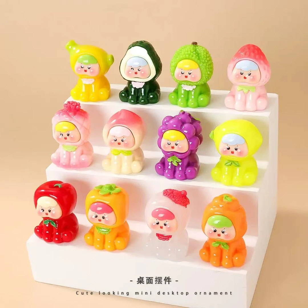 【九宫格直播拆】5代创意水果夜光实色混搭树脂diy摆件