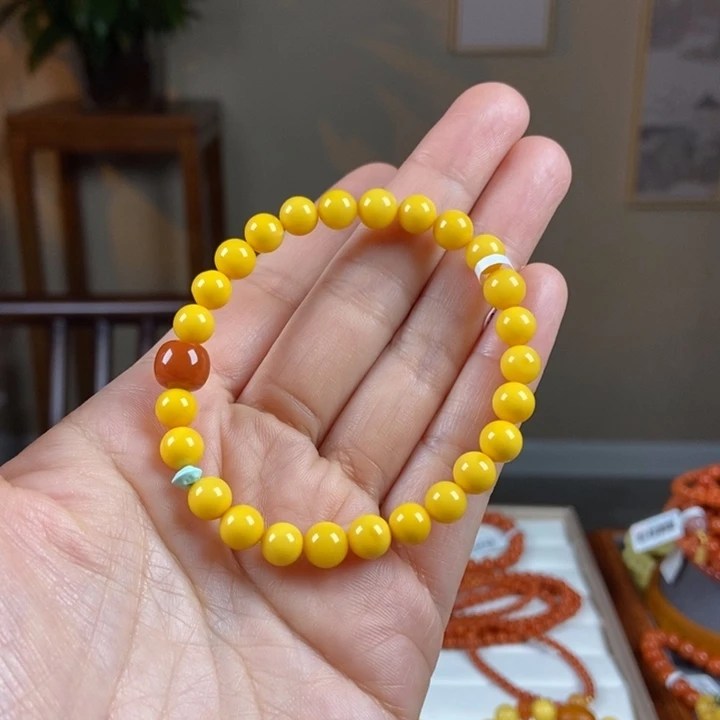 琥珀手链未镶嵌一***?蜜蜡手串7