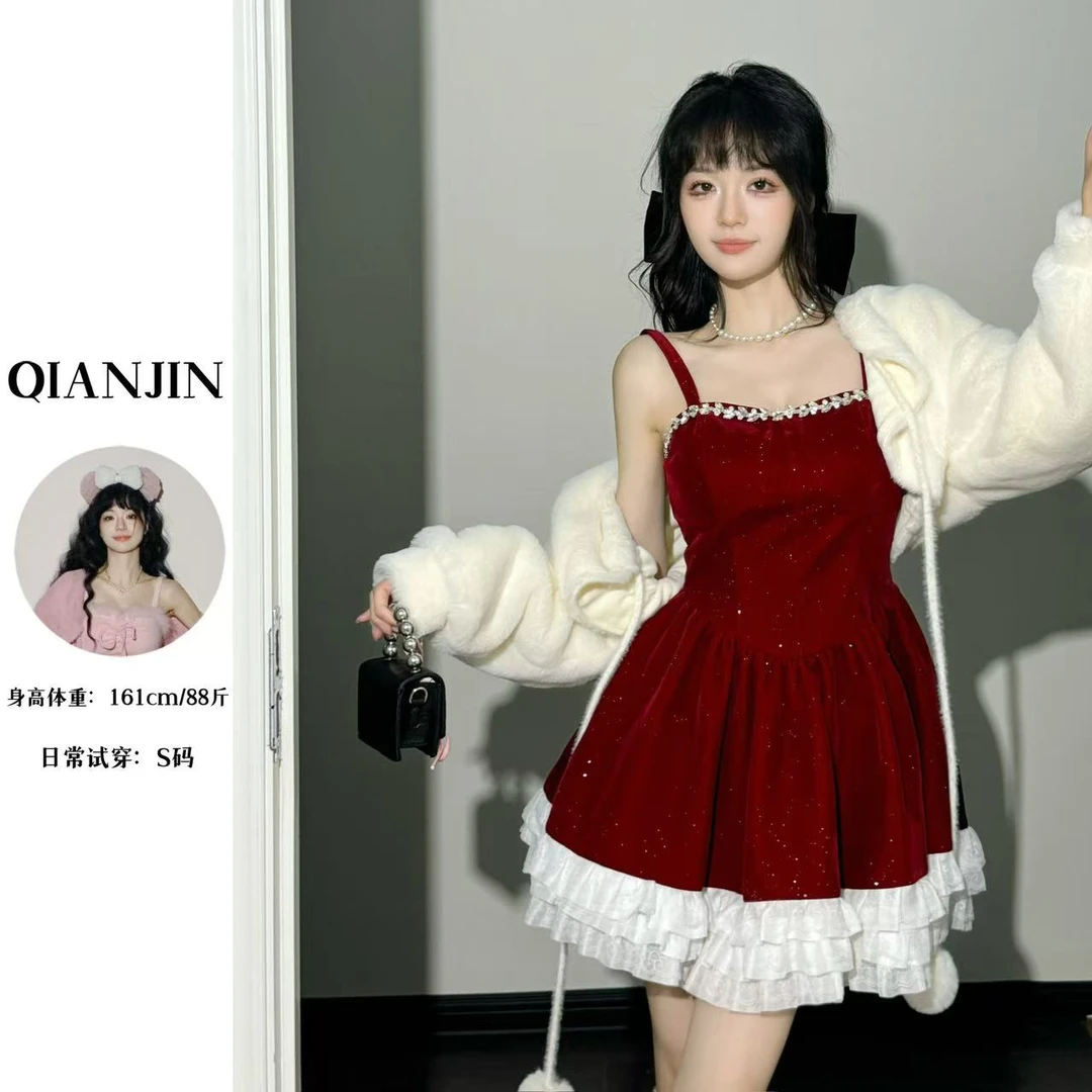 【千金推荐】秋冬新款“浪漫冬另时”圣诞快乐连衣裙SQJLX407409