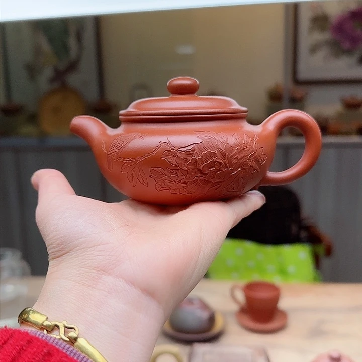 紫砂茶壶朱泥200 c C夫妻双国工作品
