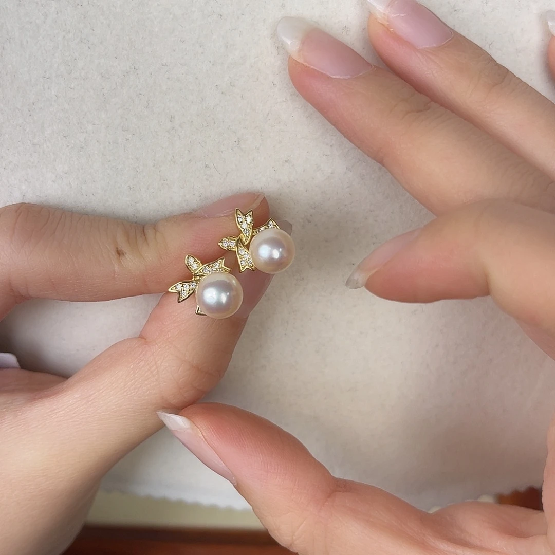 银S925镶嵌海水珍珠耳饰