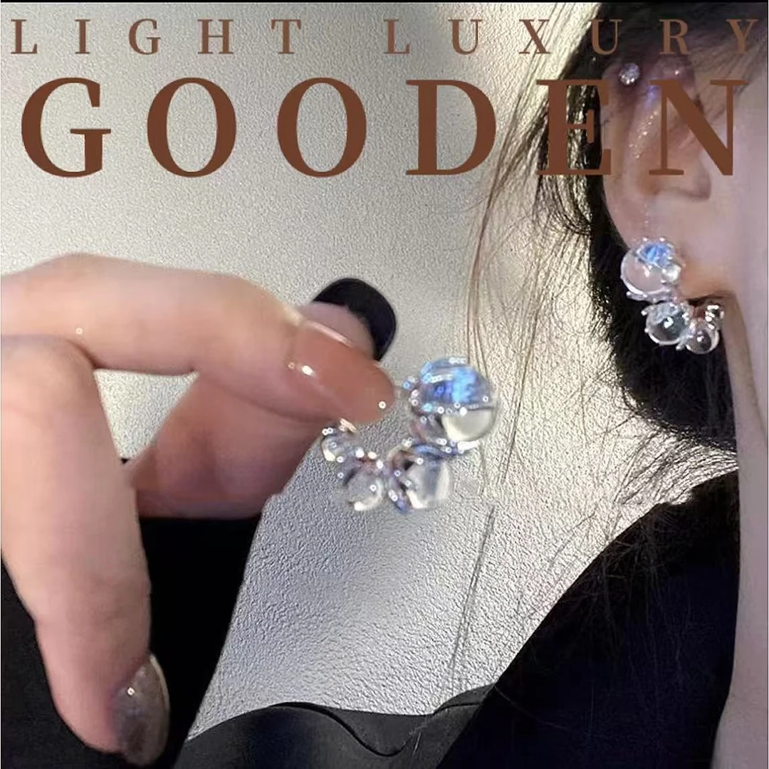 铜合金琉璃耳饰 Gooden岛家【冰雪来信】银针品质时尚气质耳环女