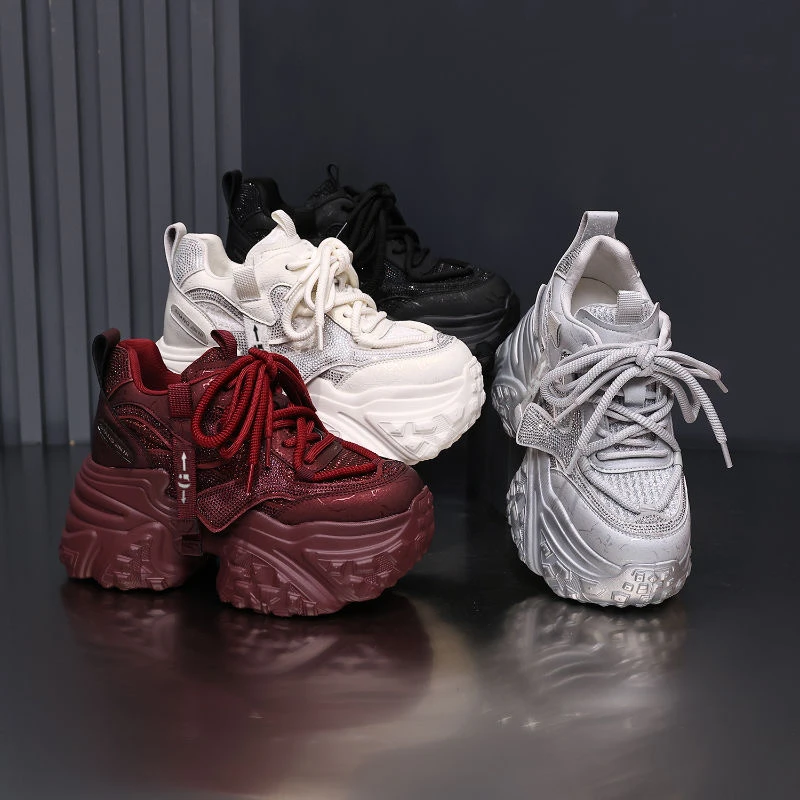 增高10CM2025秋季新款爆款透气休闲风百搭厚底女鞋