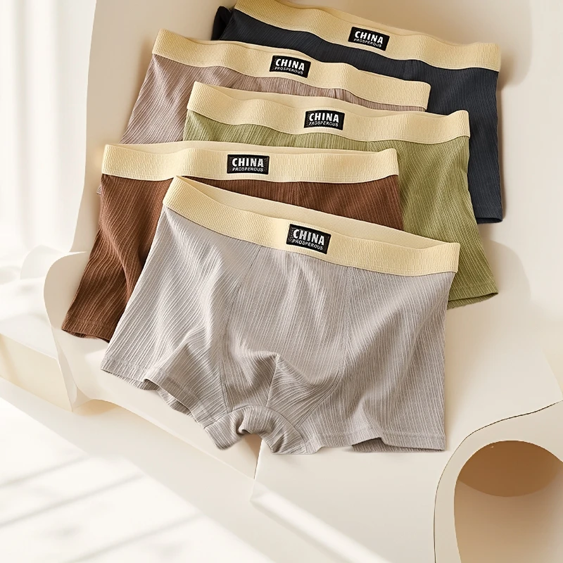 纯棉100A枸杞人参男士内裤五条装礼盒新款全棉抑菌温度可内裤男款