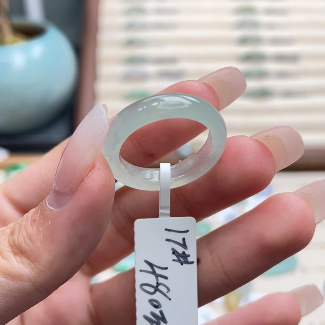 翡翠未镶嵌戒圈a53港圈17冰绿底