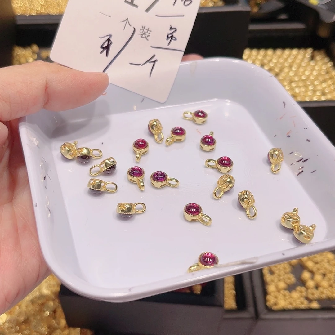 紫晶珠宝半成品银S925镀金镶嵌17