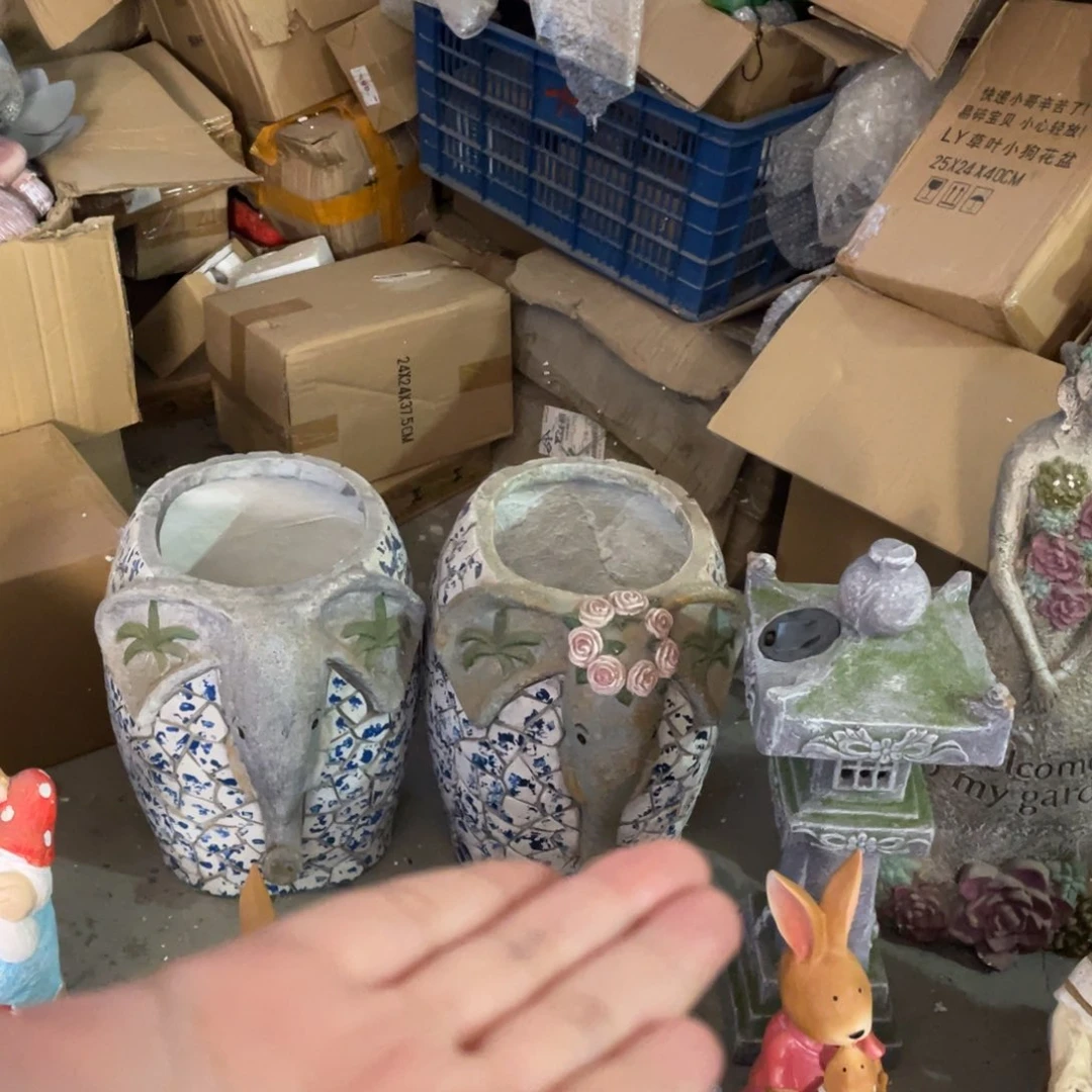 【闪购商品】氧化镁情侣大象花盆