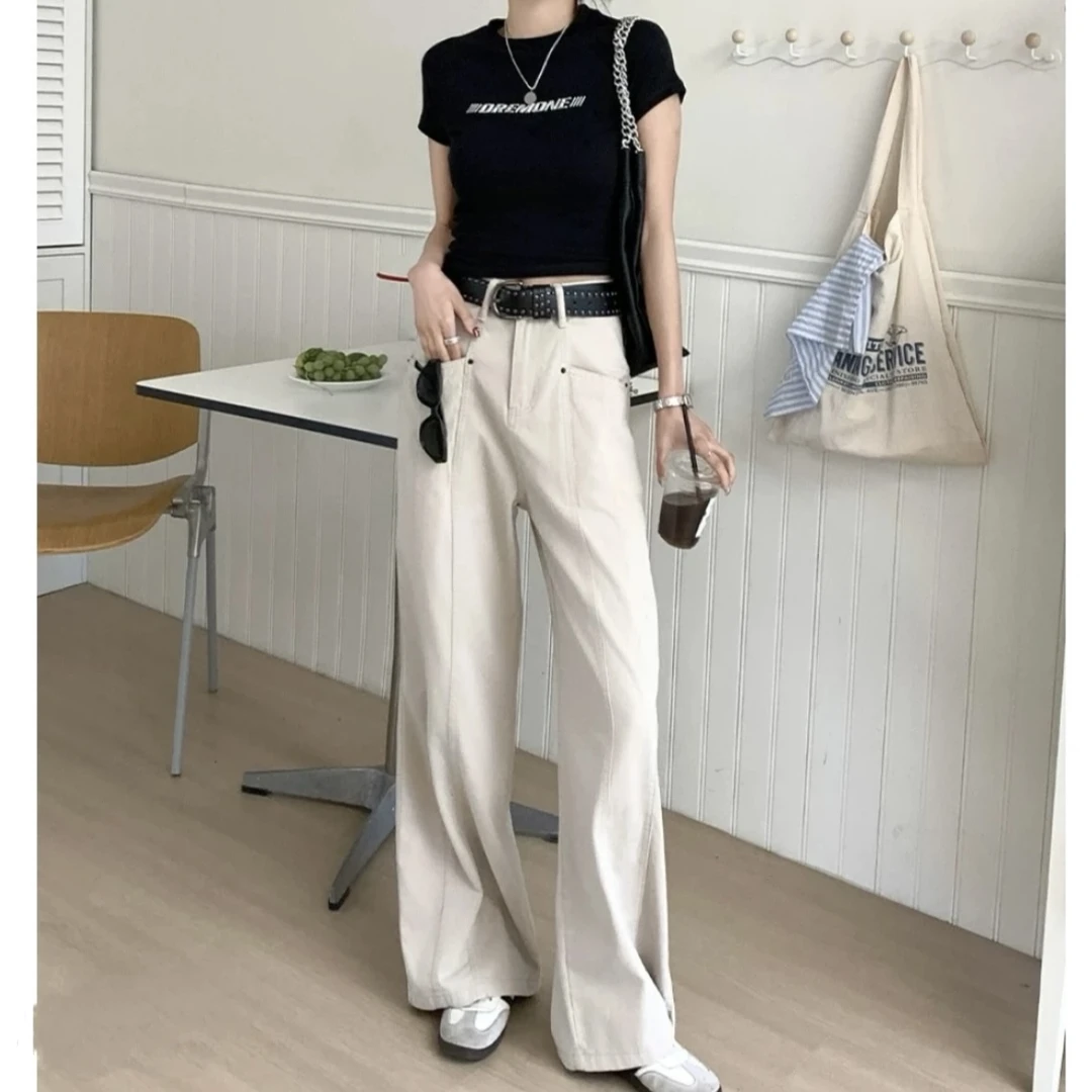 小个子美式工装牛仔裤女2025新款早春高腰时尚百搭显瘦直筒裤