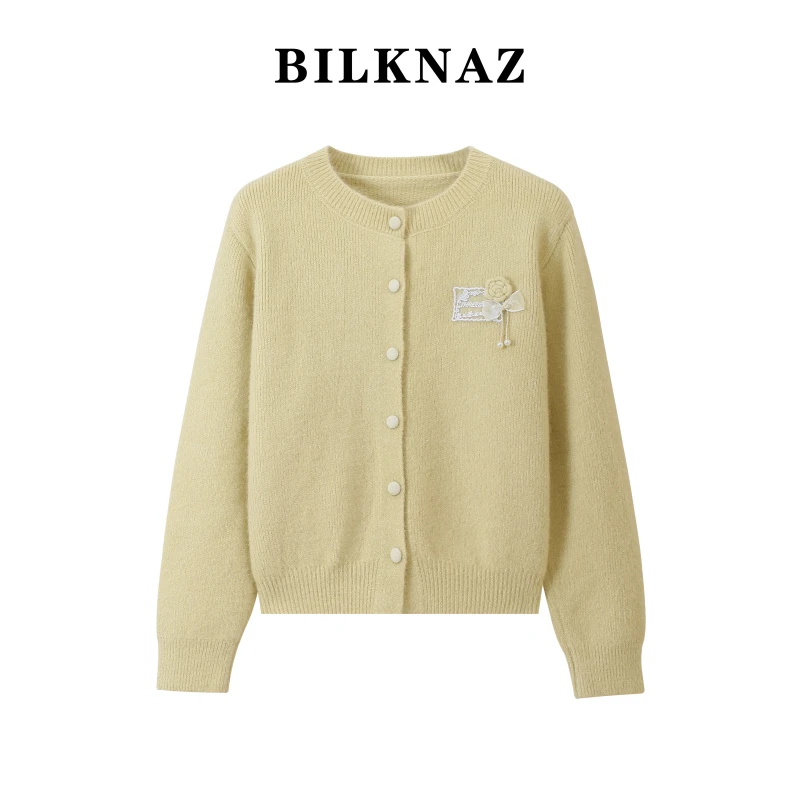 BILNAZ2026春季洋气小香风宽松针织衫S6066