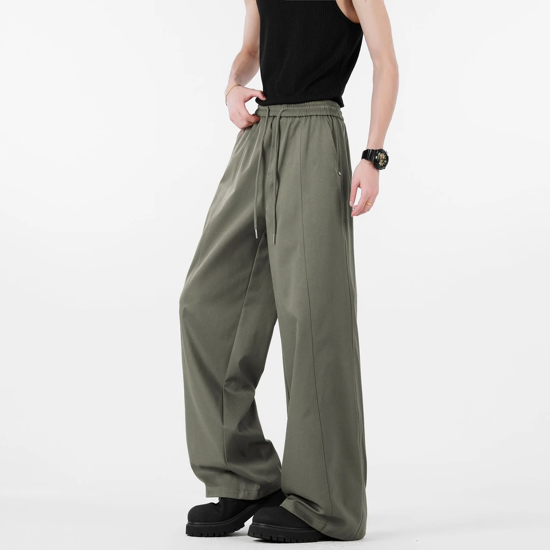 美式高街斜切弯刀直筒裤子男宽松潮牌休闲裤高级感阔腿大码运动裤