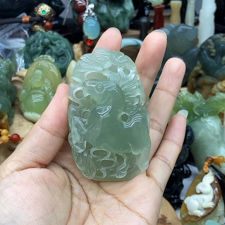 穿***期岫玉未镶嵌手把件